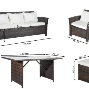 garden furniture set with 2 chairs sofa and 2 poufs rattan