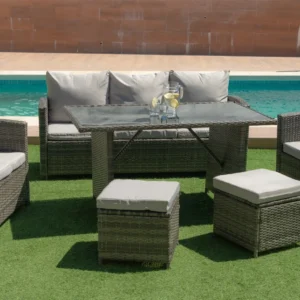 modern patio rattan furniture set with table