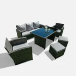 complete outdoor rattan furniture set with sofa and chairs