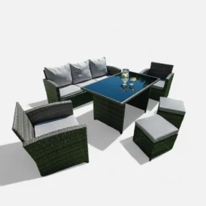 complete outdoor rattan furniture set with sofa and chairs