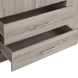 White oak wardrobe with centre mirror door