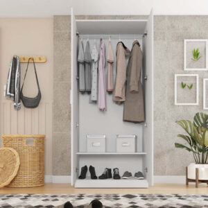 Bright white oak mirrored wardrobe for modern bedroom spaces