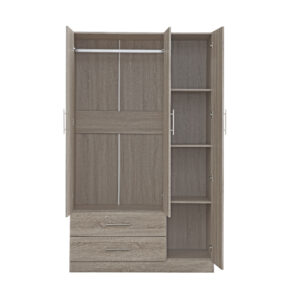 Bedroom storage unit with mirrored centre door