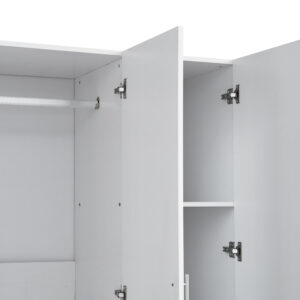 Side view of 3 door oak white wardrobe