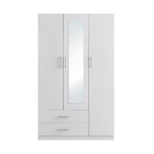 Elegant mirrored wardrobe in white oak colours