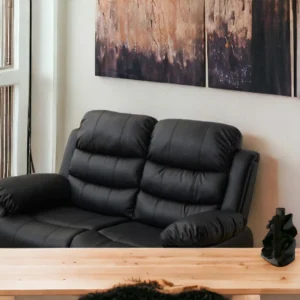 Contemporary black leather recliner loveseat lifestyle image