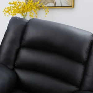 Contemporary black leather recliner sofa three seats lifestyle image