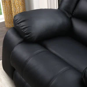 Stylish black leather sofa recliner three seats room setting