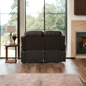 Contemporary brown leather recliner sofa two seats lifestyle image