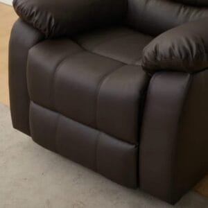 Luxurious brown leather recliner chair comfort shot