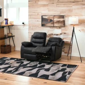 Elegant black leather recliner loveseat side view