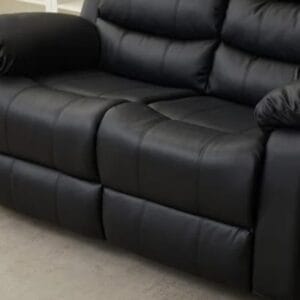 Luxurious black leather loveseat recliner comfort shot