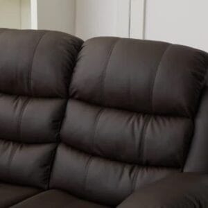 Sleek brown leather recliner sofa two seats with cupholders