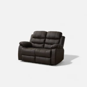 Comfortable brown leather recliner sofa two seats relaxation scene