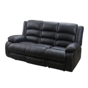 Comfortable 3-Seater PU Leather Recliner Sofa in Black