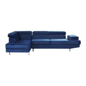 Relax in style with the luxurious blue velvet corner sofa