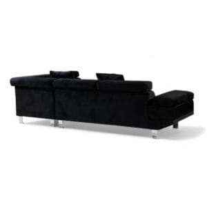 Soft black velvet chaise lounge sofa with adjustable headrests