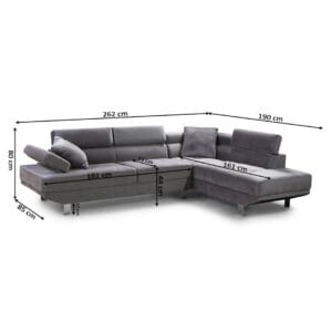 Comfortable grey velvet corner sofa ideal for family rooms