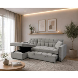 Modern sofa bed in UK living room lifestyle