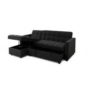 Black Kris sofa bed with storage chaise